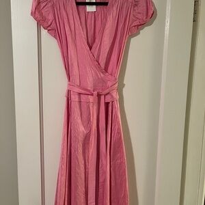 Elegant Pink Wrap Dress